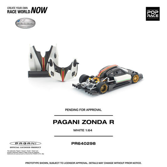 Pre-Order – Pagani Zonda R White PR640298 Stocks Due Oct / Nov 2026 1:64 Pop Race Diecast Model Stocks Due Oct / Nov 2026