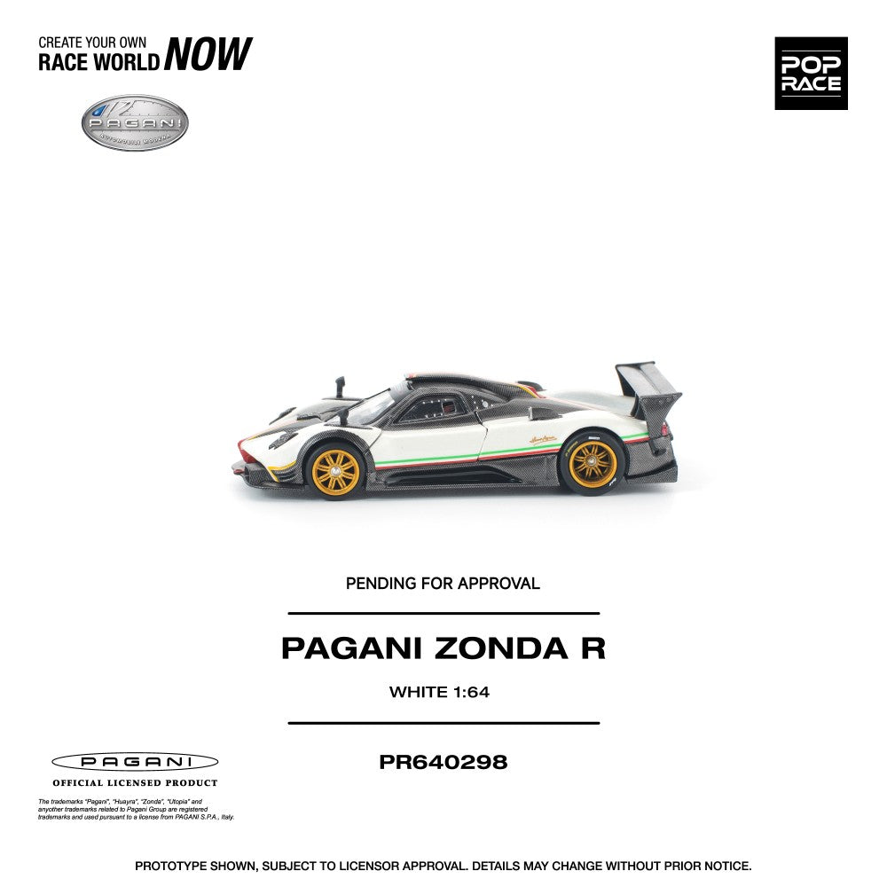 Pre-Order – Pagani Zonda R White 1:64 Pop Race Model Car (PR640298) Stocks Due Oct / Nov 2026