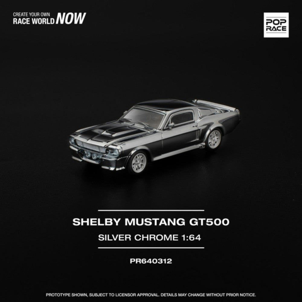 PRE ORDER STOCKS DUE NOVEMBER / DECEMBER 2025 1:64 POP RACE PR640312 SHELBY MUSTANG GT500 - SILVER CHROME