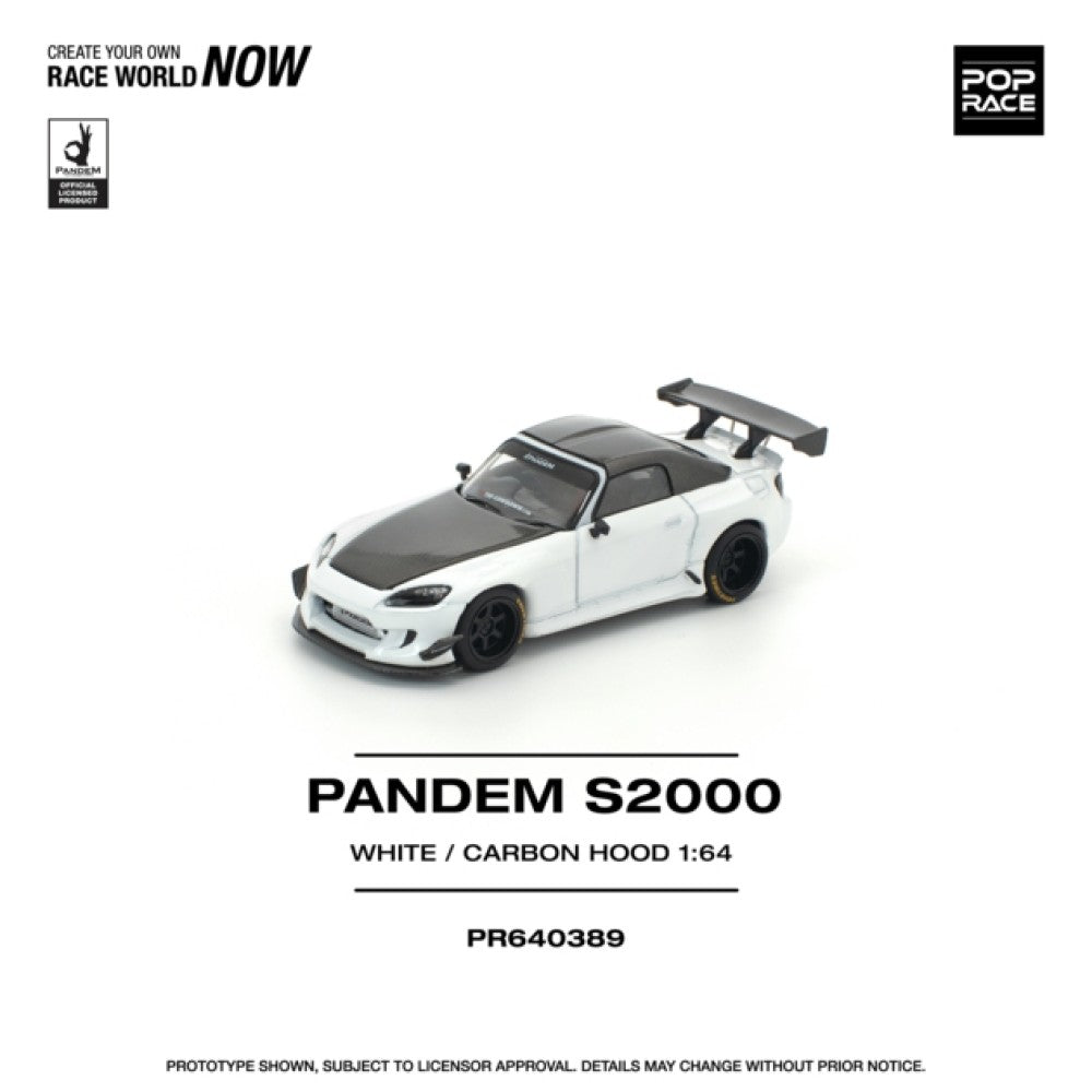 PRE ORDER STOCKS DUE JANUARY / FEBRUARY 2026 1:64 POP RACE PR640389 HONDA PANDEM S2000 SOFTTOP WHITE TOOLING VARIANT