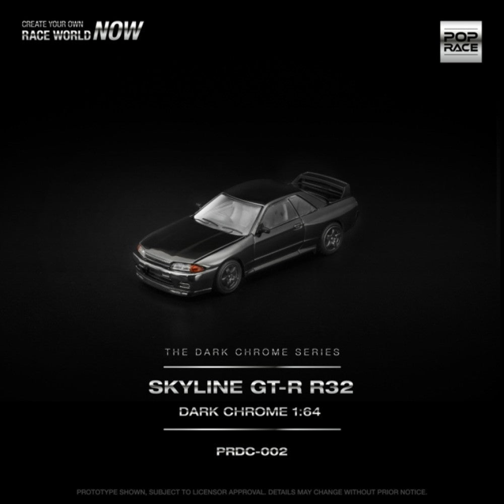 PRE ORDER STOCKS DUE MARCH / APRIL 2026 1:64 POP RACE PRDC002 NISSAN R32 GT-R DARK CHROME