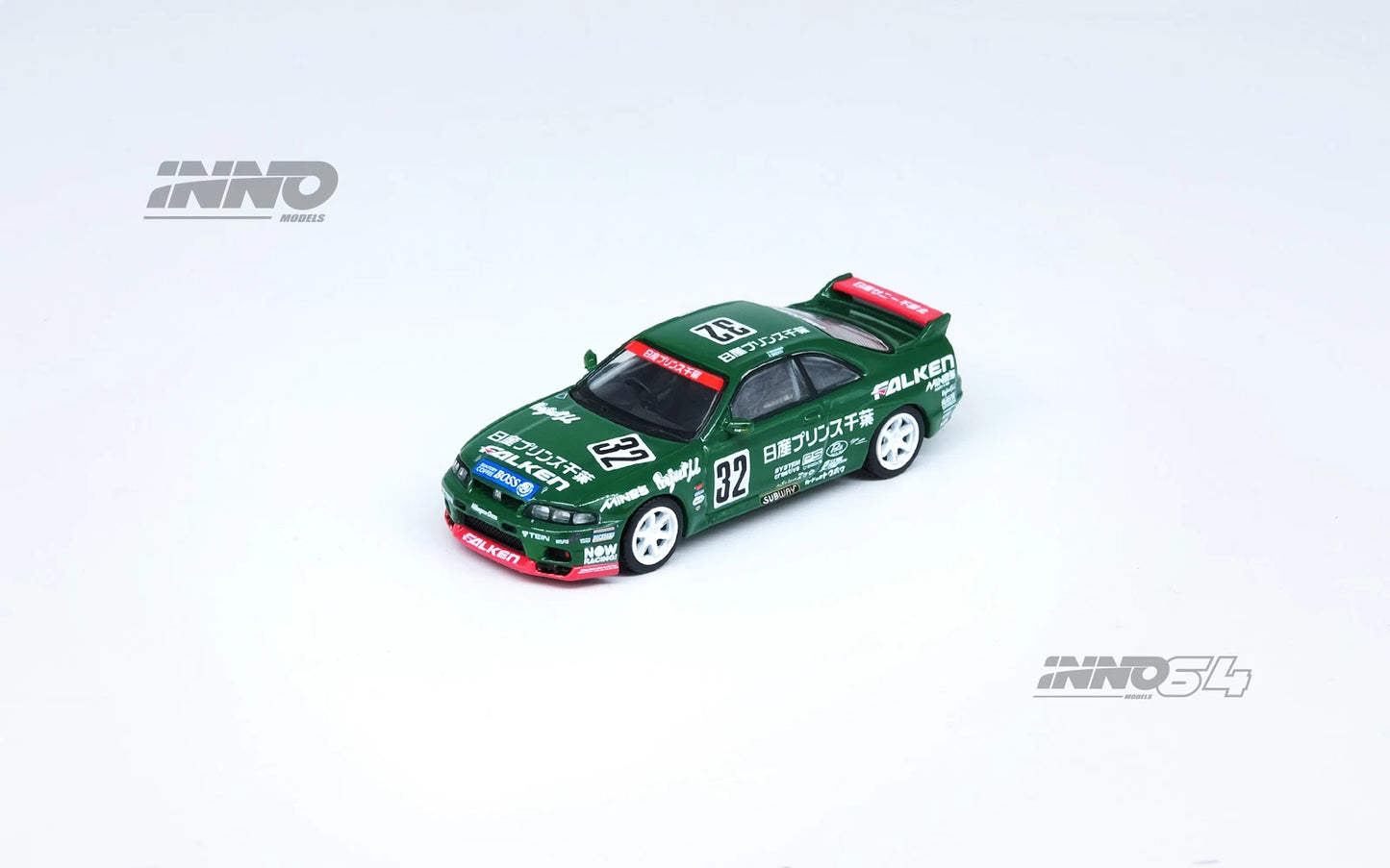 1:64 INNO64 IN64-R33R-N1S96 NISSAN SKYLINE GT-R R33 PRINCE CHIBA FALKEN #32 1996 N1 SUPER ENDURANCE SERIES TOKACHI 24H