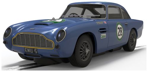 Available To Order – Aston Martin DB5 - Blue / Yellow Historic GT Racing in Clear Box 1:32 (SCA C4599)