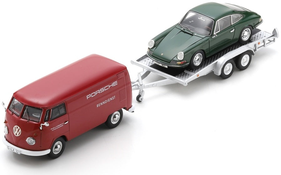 Available to Order – VW T1 Boxvan Porsche w/Trailer and Porsche 901 1:43 (SHU 07313)