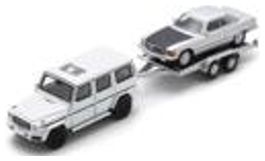 Mercedes Benz G-Class w/Trailer and Mercedes Benz 450 SLC White 1:87 Schuco Model