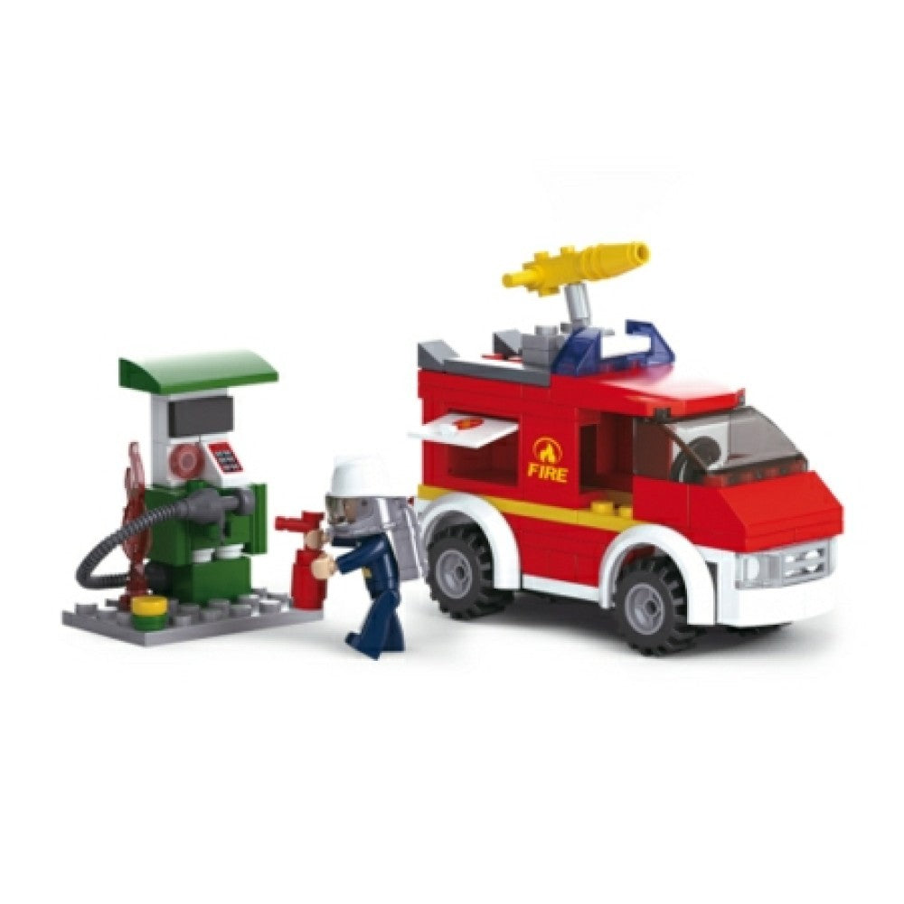 Available to Order – Fire Small Fire Truck + Oil Station Model (slm38-b0623) Sluban Model (SLM38-B0623)