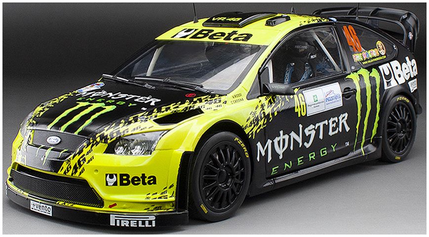 Available To Order – Ford Focus RS WRC '08 #46 V.Rossi C.Cassina Monza Rally Show 2009 (999pcs) 1:18 (SUN H3981)