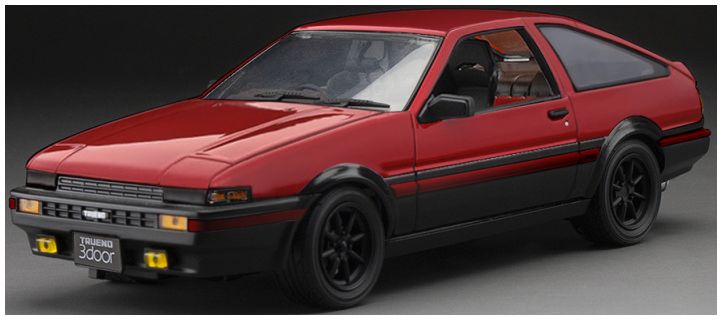 Available To Order – Toyota Sprinter Trueno GT Apex (AE86) Red/Black 1:24 SunStar Model (SUN H51004)