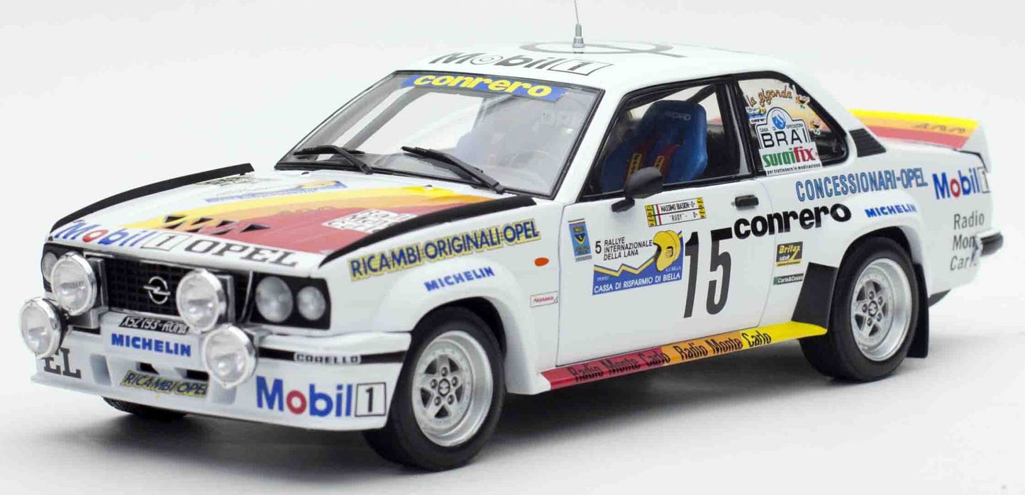 Available To Order – Opel Ascona 400 Rally Internazionale della Lana 1982 Biasion Miki Rudy #15 1:18 (SUN H5376)