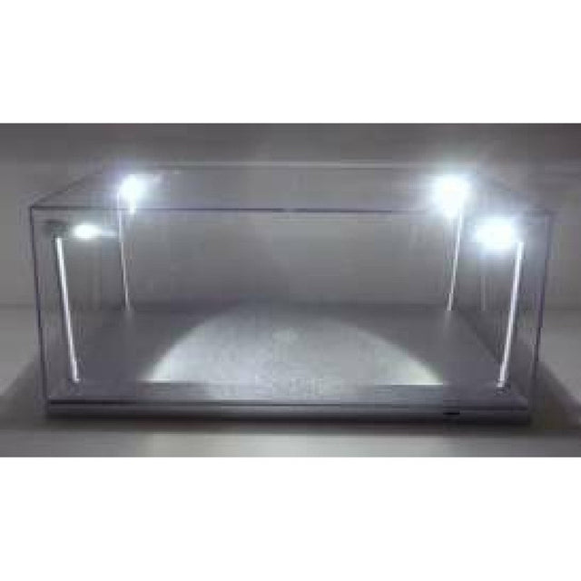 Led Display Case 4 Adjustable Lights 35 X 15 X 16cm with Silver Base 1:18 Triple 9 Model