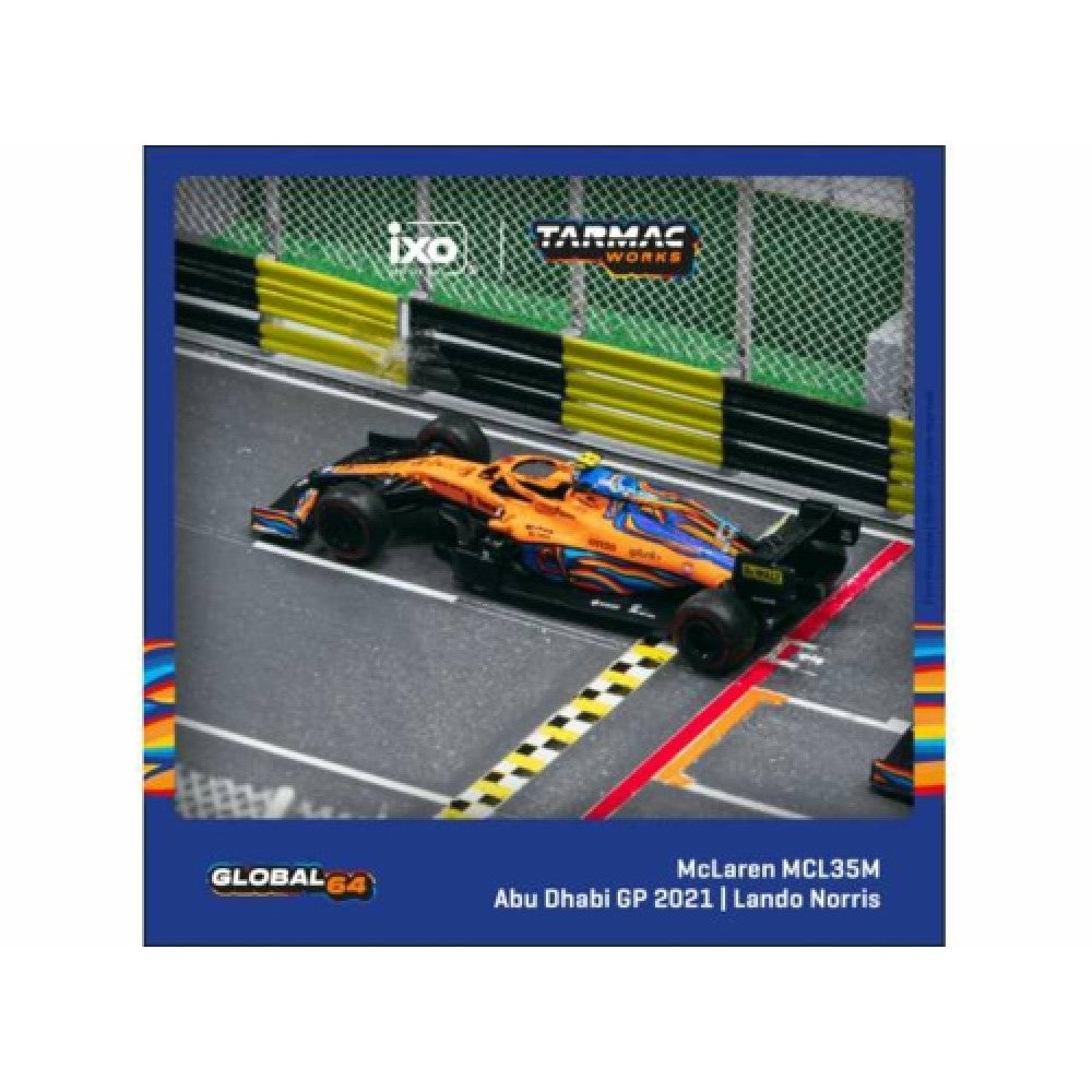 THIS ITEM IS AVAILABLE TO ORDER FROM OUR SUPPLIER - 1:64 TARMAC TCT64GF040LN3 2021 MCLAREN MCL35M NO.14 LANDO NORRIS ABU DHABI GRAND PRIX, YELLOW/BLUE