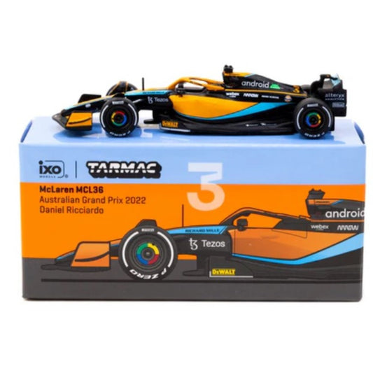 McLaren MCL36 No.3 Daniel Ricciardo Australian Grand Prix 2022 1:64 Tarmac Works Model Car (TCT64GF041DR1)