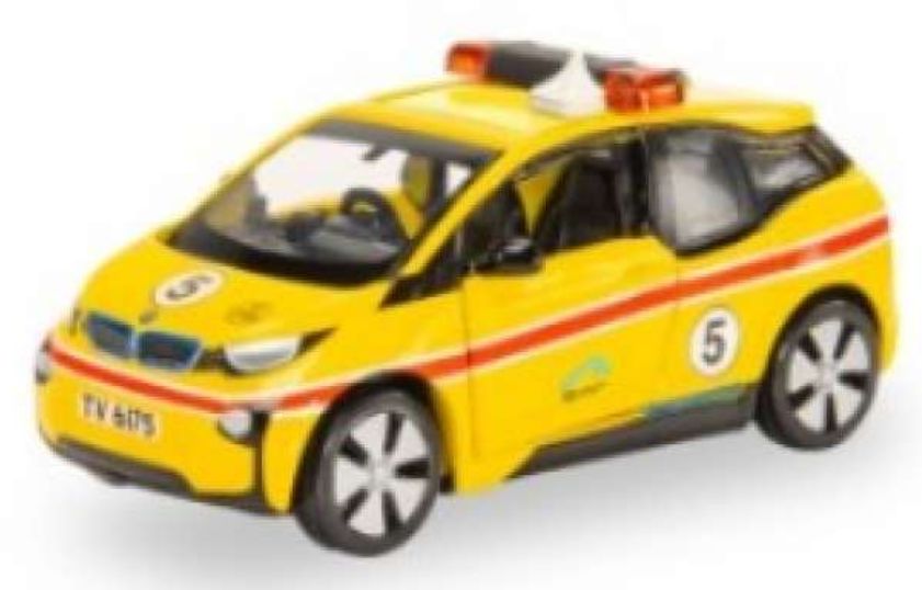 BMW i3 Hong Kong Airport Airfield Patrol Vehicle Yellow 1:64 – diecast model