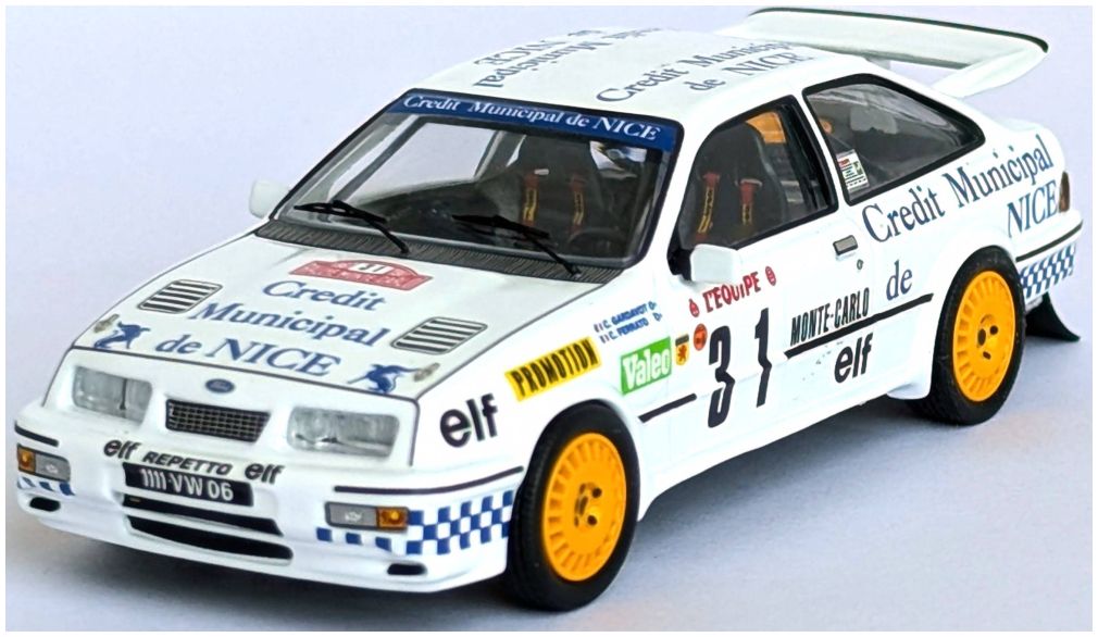 Available To Order – Ford Sierra RS Cosworth Monte Carlo Rally 1987 Christian Gardavot/Claude Ferrato 1:43 (TRO RRFR078)