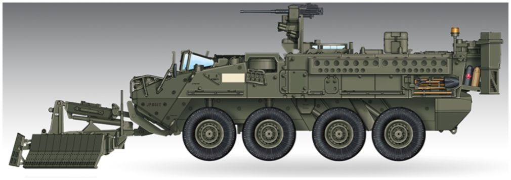 Available to Order – M1132 Stryker Engineer Squad Vehicle w/SMP & AMP Mine Plough US Army 1:72 (TRU 07427)