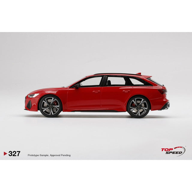 Available To Order – Audi RS 6 Avant Carbon Black Tango Red 1:18 Top Speed Model Car (TS0327)