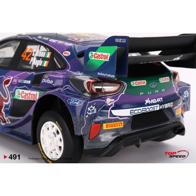 Available to Order – Ford Puma RALLY1 No.42 M-Sport Ford Wrt 2022 Rally Italia Sardegna 2Nd Place 1:18 Top Speed Model Car (TS0491)