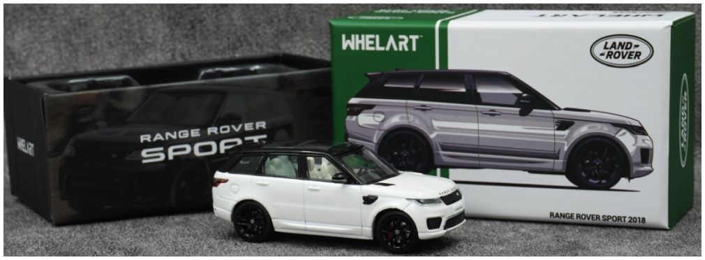 Available to Order – Range Rover Sport 2018 White/Black Wheels 1:64 Whelart Model (WHE 640202)