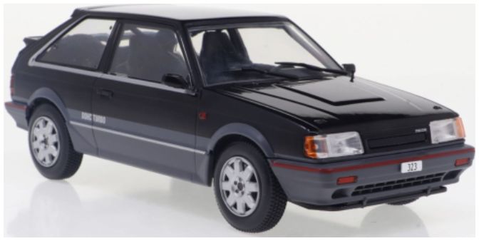 Available to Order – Mazda 323 4WD Turbo Black/Metallic Dark Grey 1989 1:24 (WHI 124222)