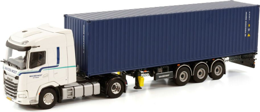 Available To Order – DAF XG 4x2 Container Trailer 3 Axle + 40ft Container 'Van Der Most' 1:50 (WSI 01-3731)