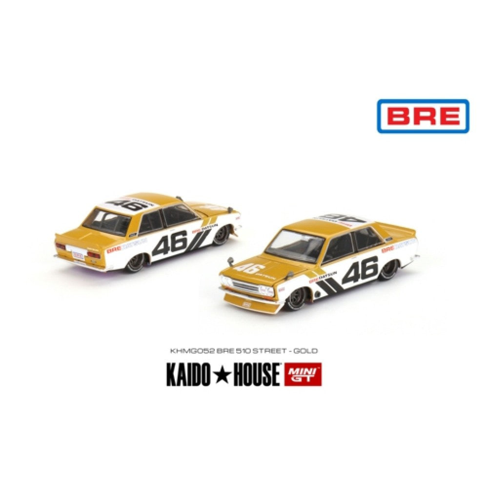 1:64 MINI GT MGTKHMG052 KAIDO HOUSE DATSUN 510 STREET BRE510 V3, YELLOW/WHITE