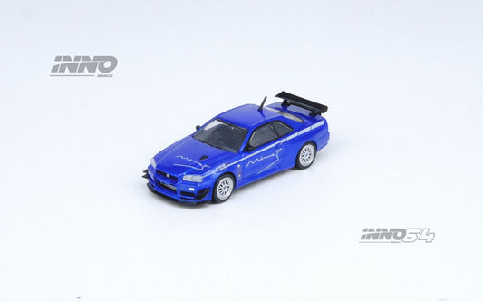 1:64 INNO64 IN64-R34VS-MINES-BL NISSAN SKYLINE GT-R (R34) V-SPEC TUNED BY "MINE'S"