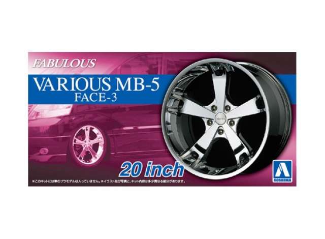 FABULOUS VARIOUS MB-5 20inch rim & tire set, plastic modelkit 1:24 Aoshima Model