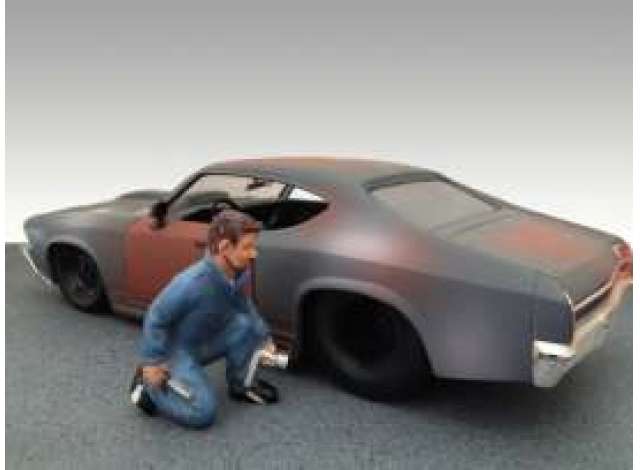 Mechanic Jerry, blue (Car not included). 1:24 American Diorama Model