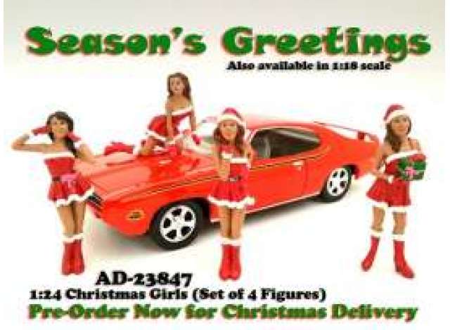 Xmas girls 4-pack. 4 nice Xmas girls in a nice gift set. 1:24 American Diorama Model