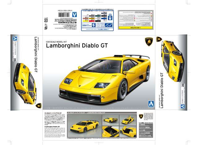 Lamborghini Diablo GT, plastic modelkit 1:24 Aoshima Model