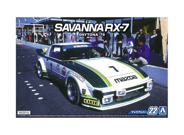 1979 Mazda SAVANNA RX-7 SA22C DAYTONA 24Hr, plastic modelkit 1:24 Aoshima Model