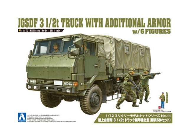 #11 JGSDF 3 1/2t Truck with Addition Armor (with 4 figures), plastic modelkit 1:72 Aoshima Model