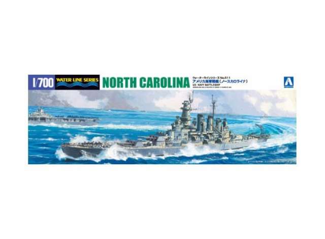 US Navy Battleship North Carolina, plastic modelkit 1:700 Aoshima Model