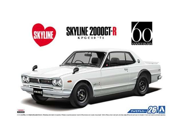 #26 1971 Nissan Skyline HT2000GT-R (KPGC10), plastic modelkit 1:24 Aoshima Model
