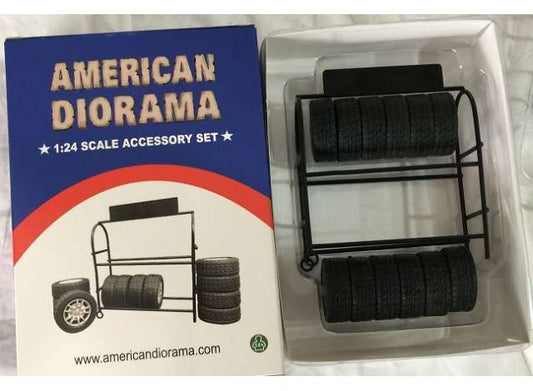 Metal Tire Rack 1:24 American Diorama Model