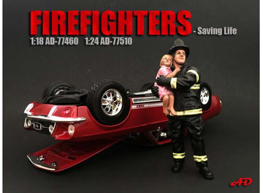 Fire Fighter Figure II *saving Life* 1:18 American Diorama Model