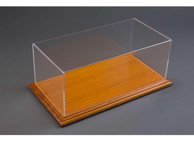 Aichi Deluxe Display Case with Wood Base Narrow Edge. Dimensions 325x165x125mm, wood cherry 1:18 Atlantic Model
