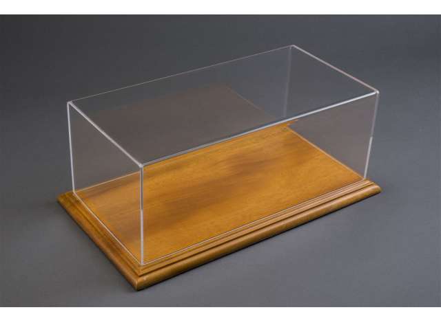 Aichi Deluxe Display Case with Wood Base Narrow Edge. Dimensions 325x165x125mm, wood linden 1:18 Atlantic Model