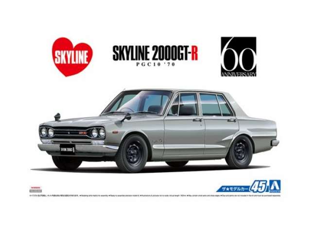 #45 1970 Nissan PGC10 Skyline 2000GT-R, plastic modelkit 1:24 Aoshima Model