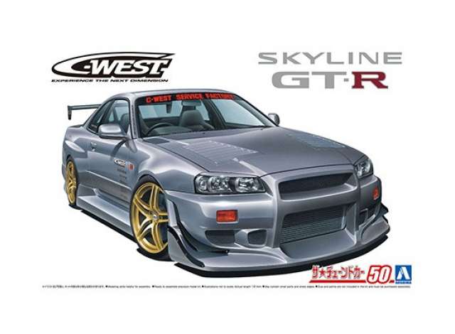 2002 Nissan Skyline C-West BNR34 GT-R, plastic modelkit 1:24 Aoshima Model