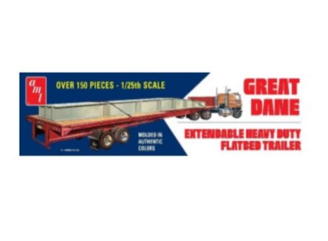 Great Dane Extendable Flatbed Trailer, plastic modelkit 1:25 AMT Model