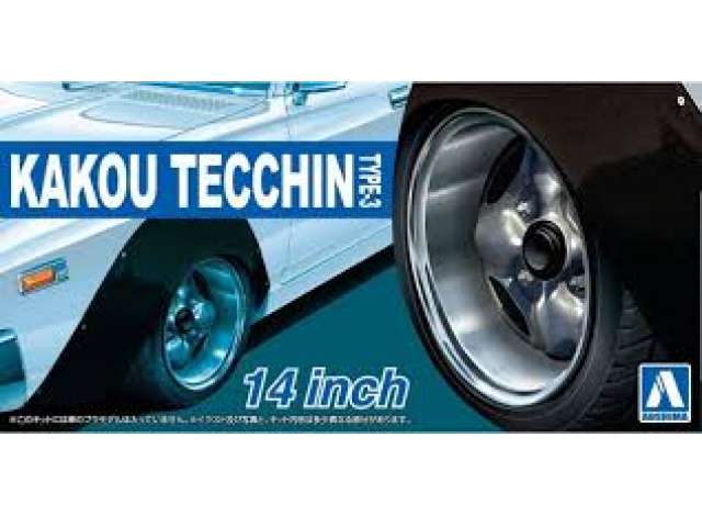 #78 Kakou Tecchin type 3 14inch Wheels set, plastic modelkit 1:24 Aoshima Model