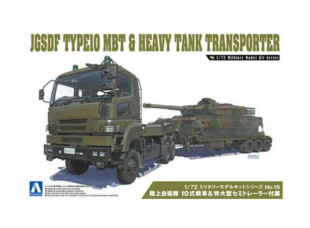 #16 JGSDF Type 10 MBT & Heavy Tank Transporter, plastic modelkit 1:72 Aoshima Model