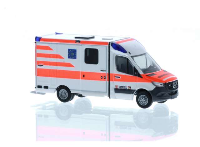 Available To Order – Mercedes Benz Sprinter *Str. Rettungdienst Halle/Saale*, red/white 1:87 Rietze Model (RZ76210)