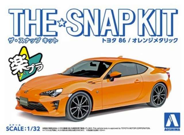 #03-B Toyota 86*, Orange Metallic Snapkit. No Glue and Paint required. 1:32 Aoshima Model