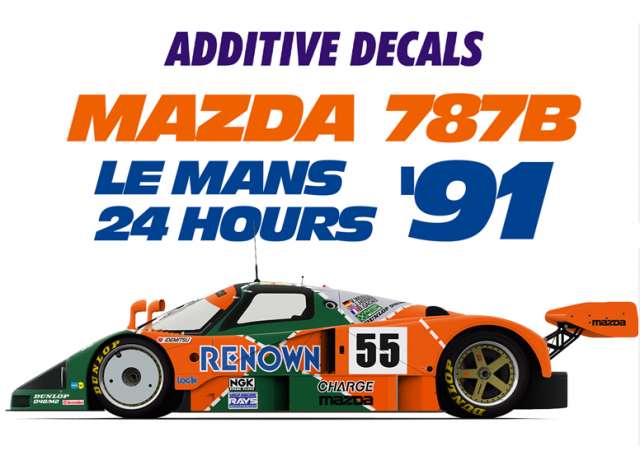 MAZDA 787B Le Mans 1991 markings – Decals 1:24 Blue Stuff Model