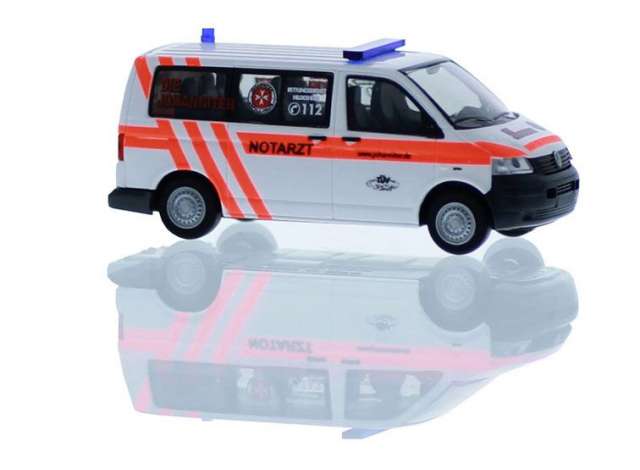 Available To Order – Volkswagen T5 *Johanniter Hildesheim*, white/red 1:87 Rietze Model (RZ51931)