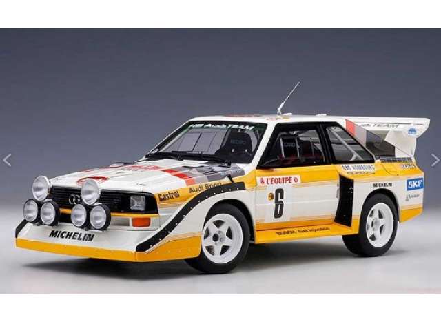 1986 Audi Quattro S1 rally #6 Mikkola/Hertz Monte Carlo, white/yellow 1:18 AutoArt Model