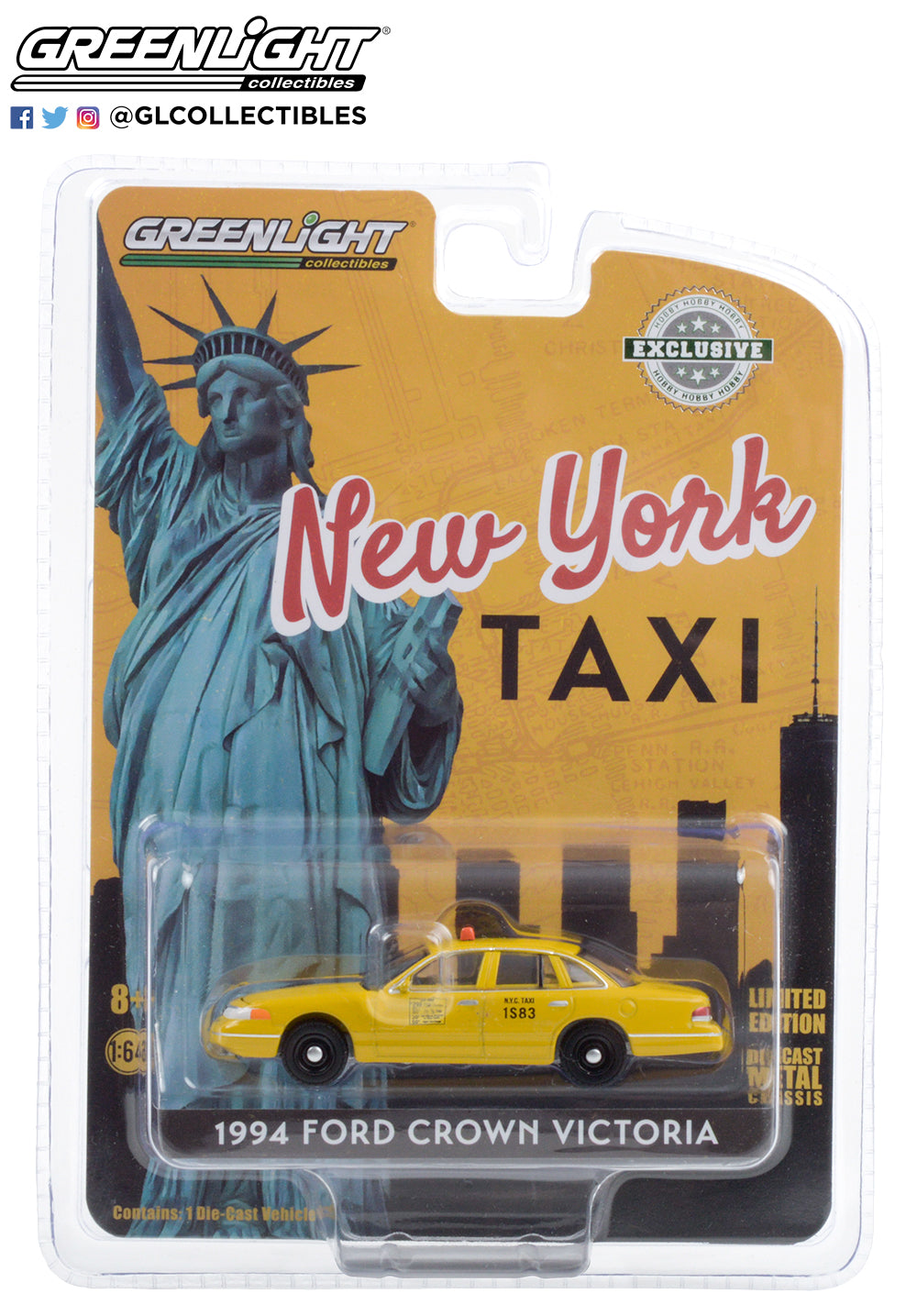 1994 Ford Crown Victoria New York Taxi Hobby Exclusive 1:64 GreenLight Model Car
