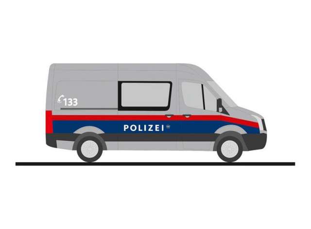 Available To Order – Volkswagen Crafter *Polizei AT*, grey/blue/red 1:87 Rietze Model (RZ53115)